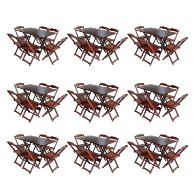 Jogo Dobrável Para Bar E Restaurante 70x110cm Com 6 Cadeiras Imbuia